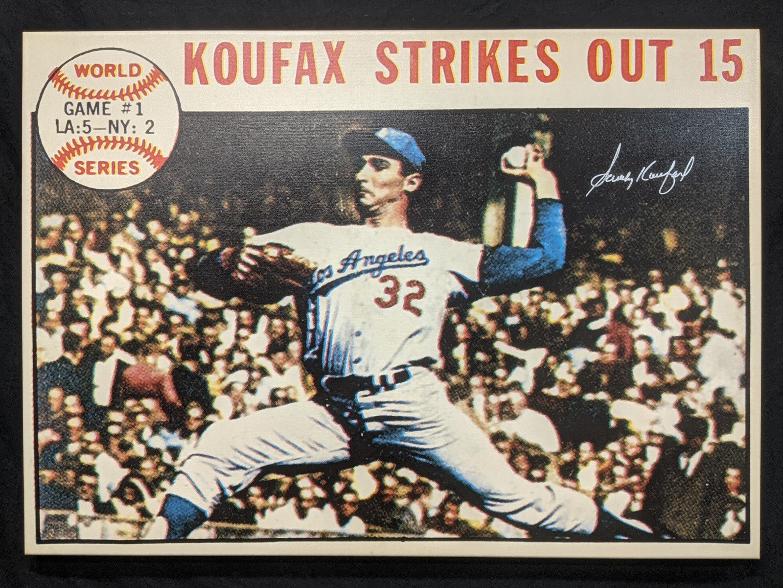 Sandy Koufax Hand Signed Autographed 16x20 First Win Black Ink