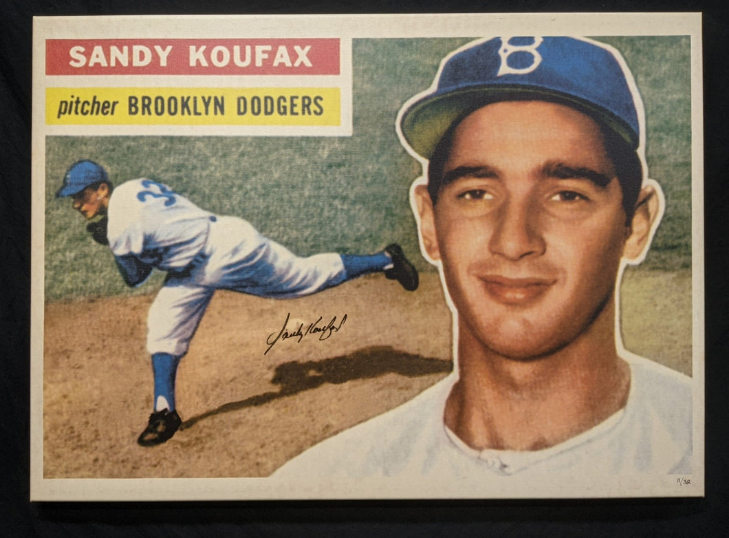 Sandy Koufax MLB Hand Signed Autographed 1964 Topps Card on Canvas